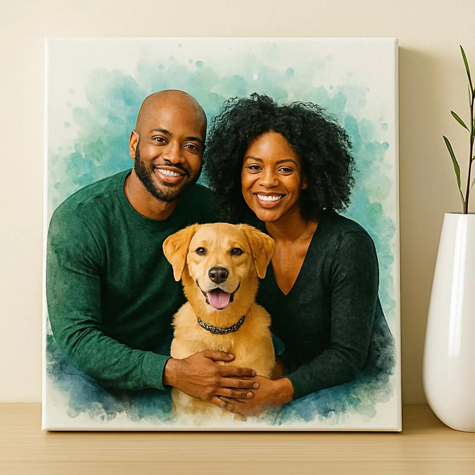 Custom Watercolor Portrait from Photo | Personalised Gift | Family, Couple or Pet | Ready to Hang Wall Art