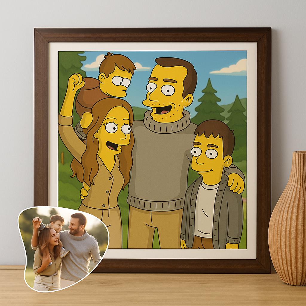 Custom Cartoon Family Portrait from Photo | Personalised Couple or Family Illustration
