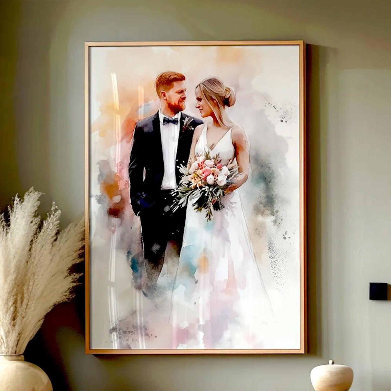 Watercolour Personalised Art From Photo - Wedding Print